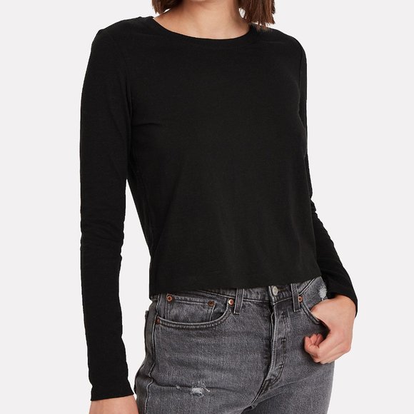 INTERMIX Classic Long Sleeve T-Shirt Black P (XS) - Picture 3 of 10